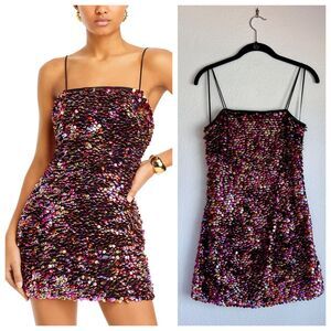 NWT Ramy Brook Milena Sequined Mini Dress in Pink Orchid Jewel Paillette Size 2